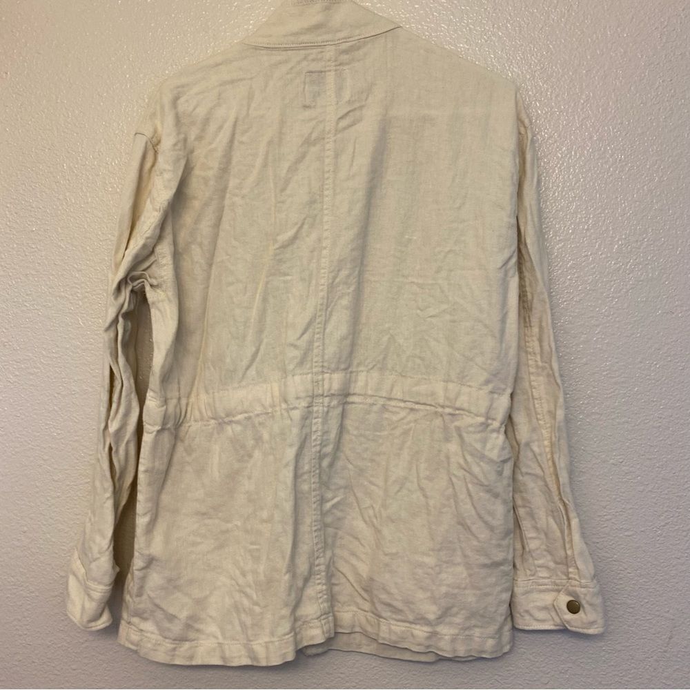 Old Navy Howlite Linen Blend Safari Utility Jacket Cream Beige Small - Picture 11 of 12